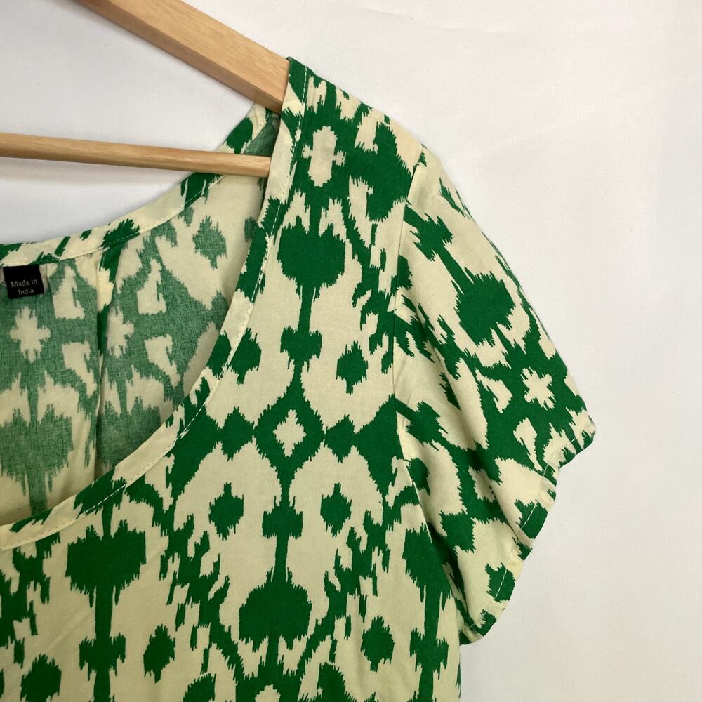 Kavu green yellow short sleeved summer blouse women's size medium crossover back - Picture 2 of 6